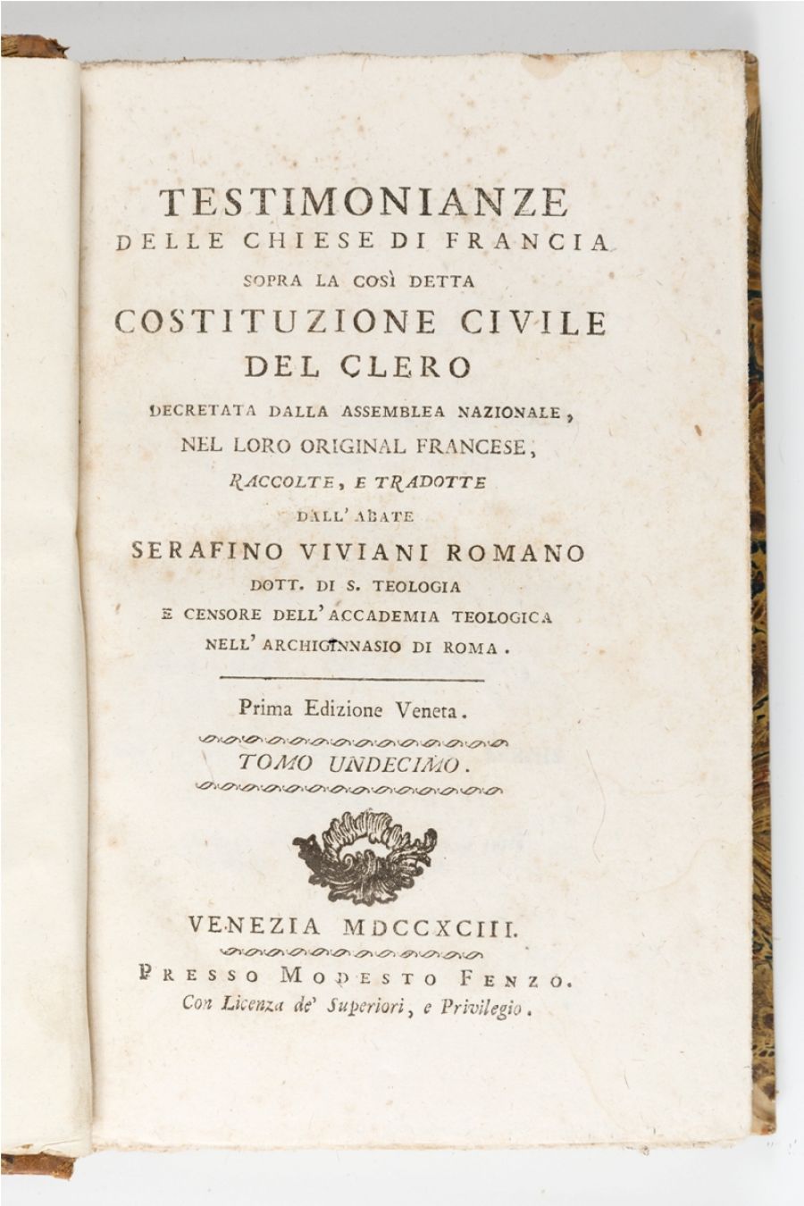 Testimonianze delle Chiese di Francia sopra la così detta Costituzione civile del clero. 1793