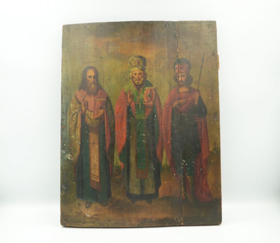 Ікона Святий Миколай Чудотворець, Іов та Іоанн воїн